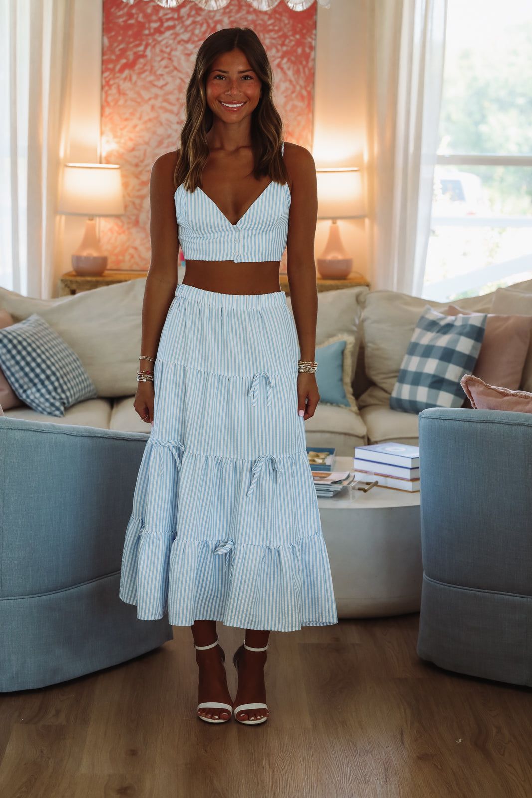 Classic Stripes Maxi Skirt - Light Blue and White – Hazel & Olive