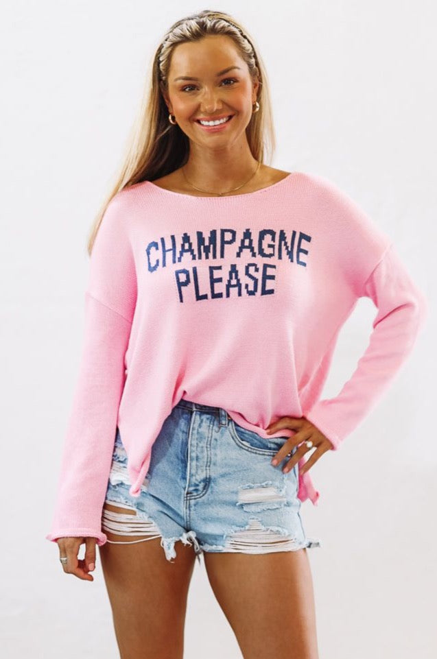 HAZEL & OLIVE Champagne Please Pullover Sweater - Pink