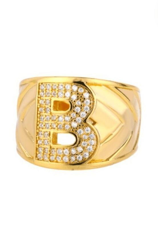 HAZEL & OLIVE Chunky Initial Ring - Gold