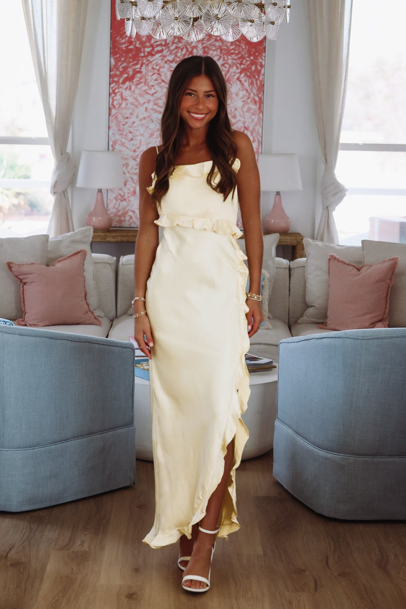 lemon maxi dress Citrus Spice Maxi Dress - Lemon Yellow, Large | Hazel and Olive