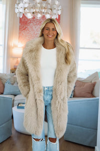 Hazel & Olive CLAFC0061 Luxe Frost Coat - Taupe