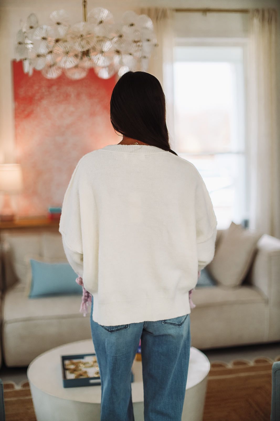 Clara's Bow Sweater - Cream-HAZEL & OLIVE S1042T/4-XSmall-