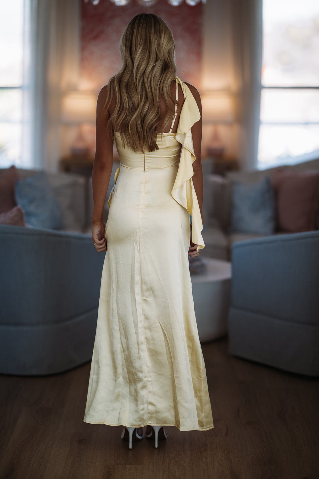 Hazel & Olive CM6300FB02 Edge of Romance Maxi Dress - Butter Yellow