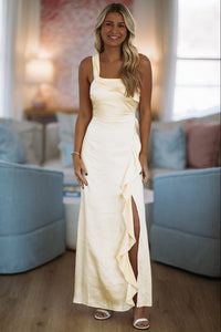 Hazel & Olive CM6300FB02 Edge of Romance Maxi Dress - Butter Yellow