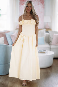 Hazel & Olive CM6644J Classic Love Story Maxi Dress - Butter Yellow