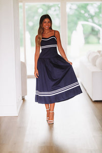 Come Sail Away Midi Dress - Navy-HAZEL & OLIVE-Small-