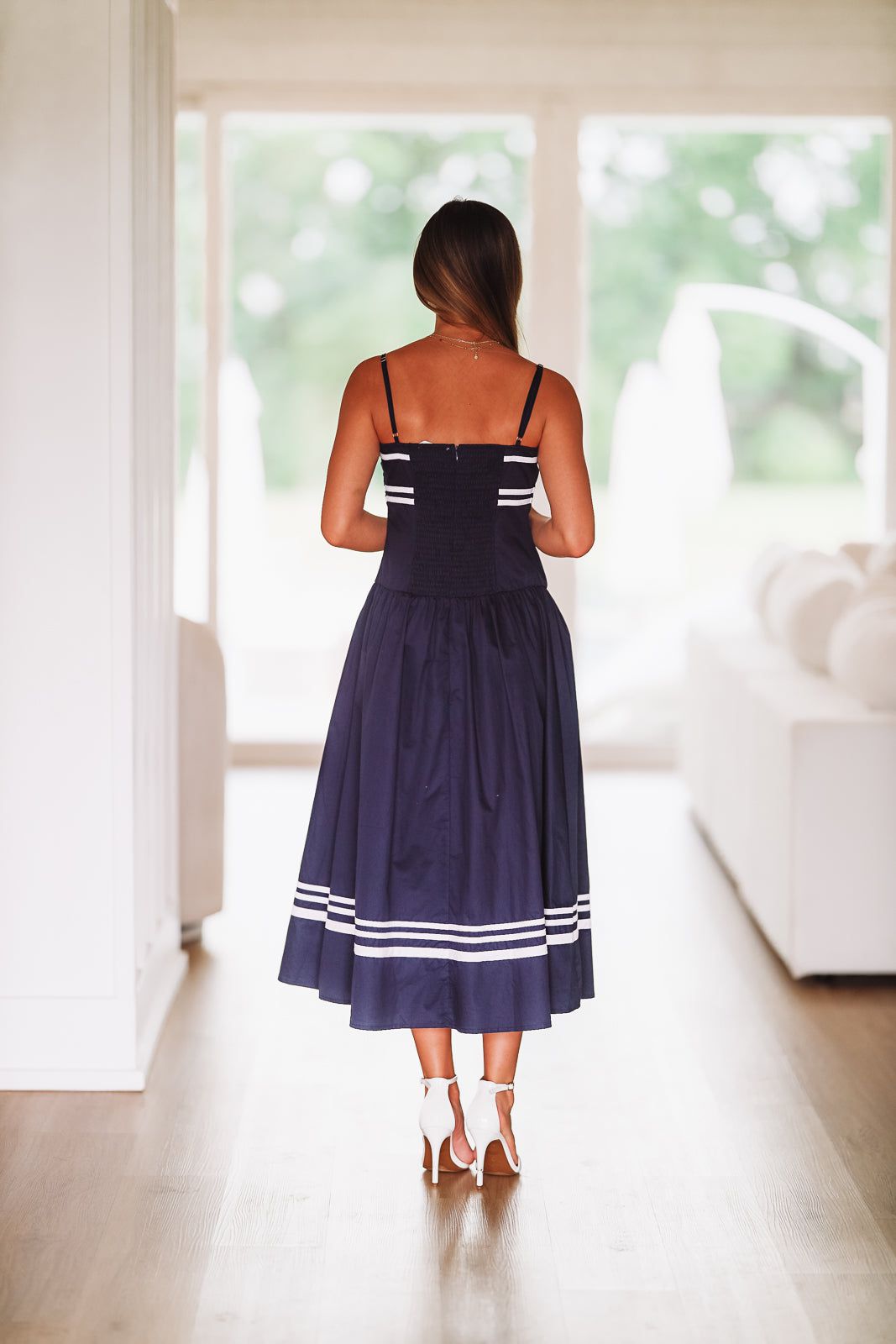 Come Sail Away Midi Dress - Navy-HAZEL & OLIVE-Small-