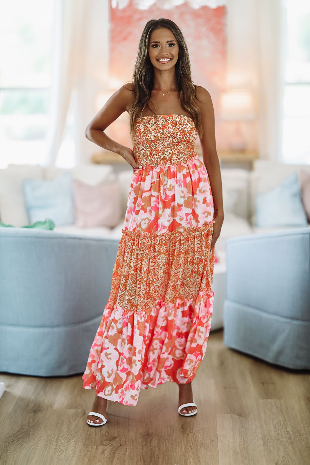 Constantly Adored Ruffle Maxi Dress - Orange Lemon Pink, Small | Hazel and Olive | Boutique Fashion Constantly Adored Ruffle Maxi Dress - Orange Lemon Pink, Small | Hazel and Olive | Boutique Fashion