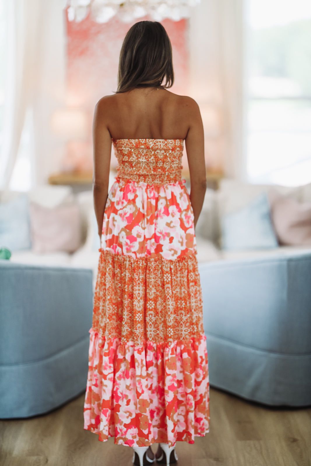 Constantly Adored Ruffle Maxi Dress - Orange Lemon Pink – Hazel