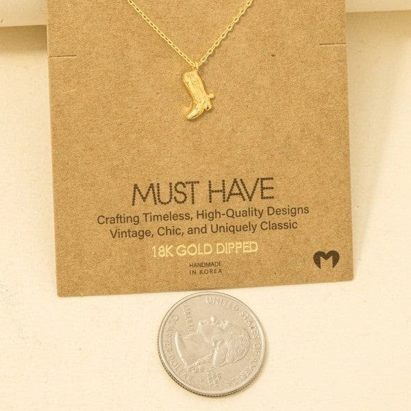 Hazel & Olive Cowgirl Boot Pendant  Necklace - Gold