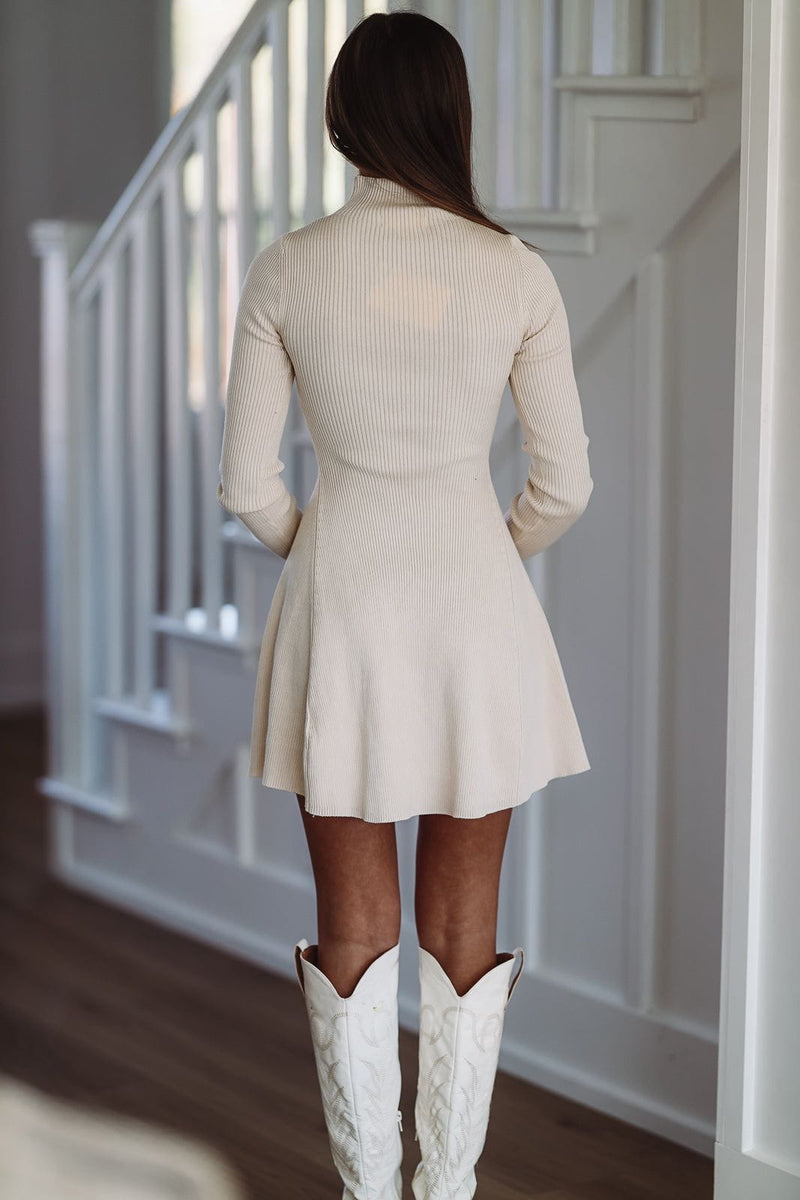 Cozy In Knit Sweater Mini Dress - Cream Hazel & Olive Cozy In Knit Sweater Mini Dress - Cream Hazel & Olive