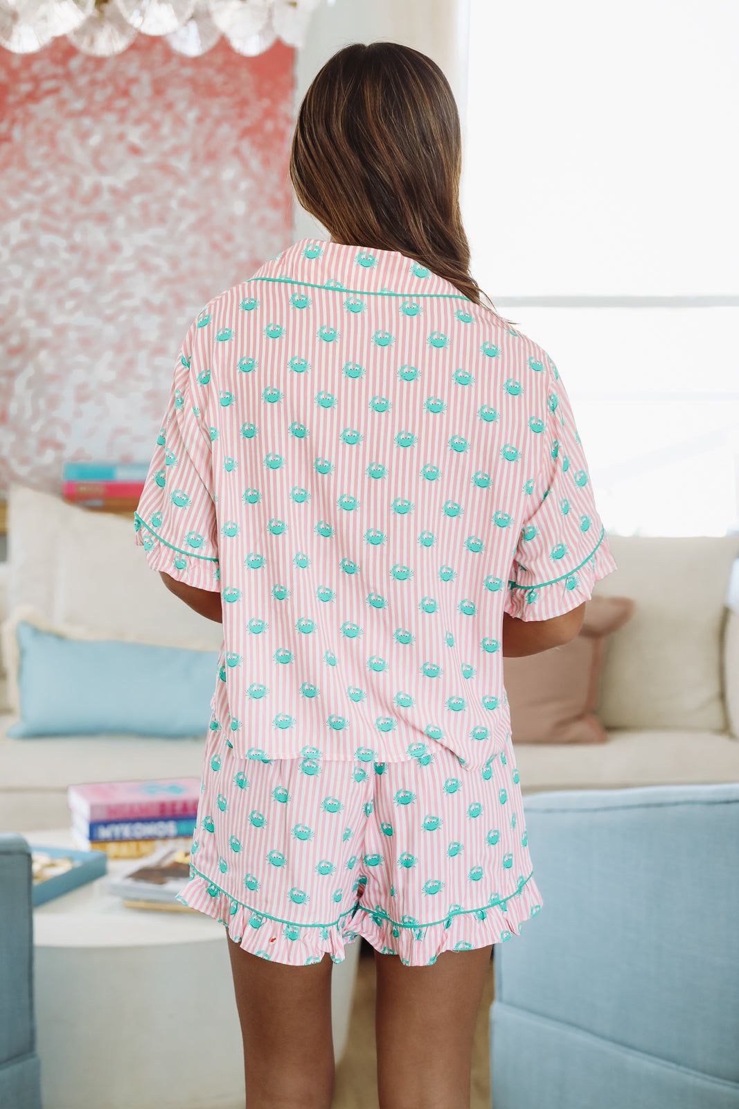 Crab Boil Short and Top Set - Pink and Green-HAZEL & OLIVE ITP39662/02-Small-