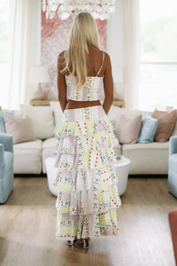 Hazel & Olive CS4014 Coast to Coast Maxi Skirt - Pink, Blue and Green