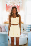 Sunshine Crop Top and Mini Skirt Set - Yellow-Hazel & Olive CS8901-Small-
