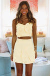 Sunshine Crop Top and Mini Skirt Set - Yellow-Hazel & Olive CS8901-Small-