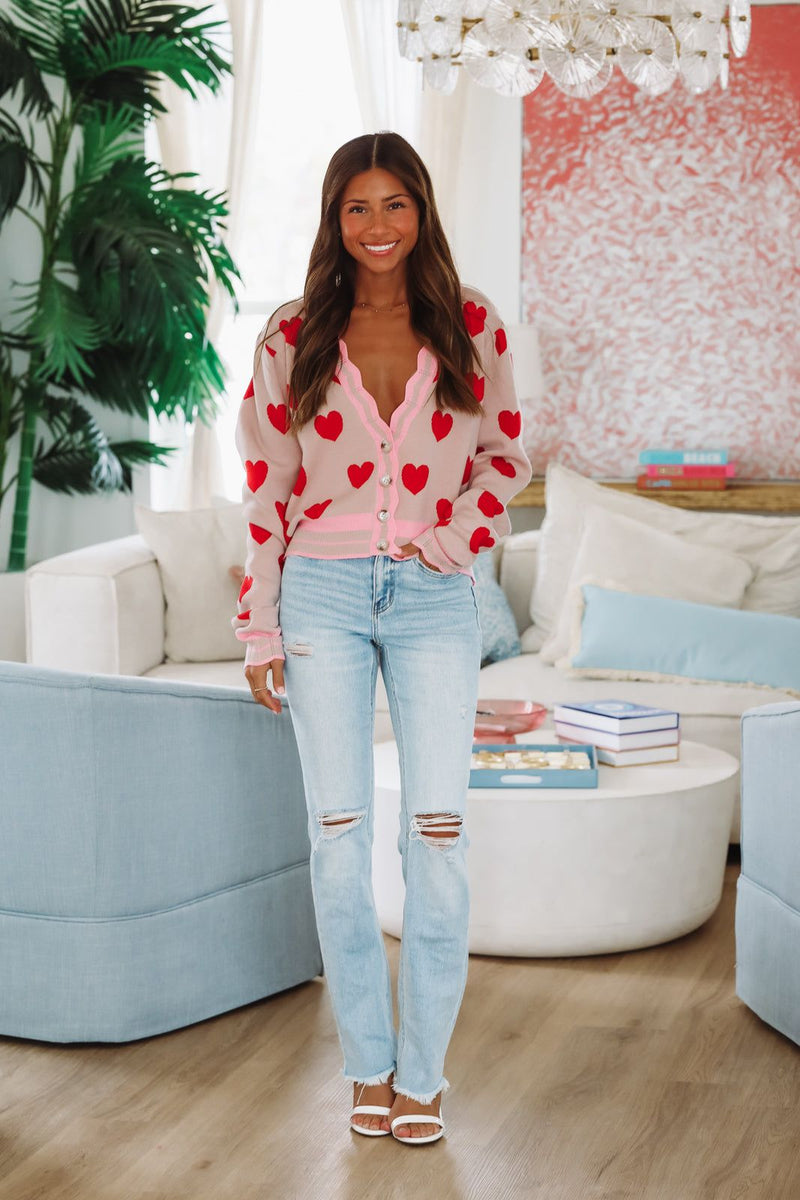 Cupid, WYA Cardigan - Blush and Red-HAZEL & OLIVE ST1730/02-Small-