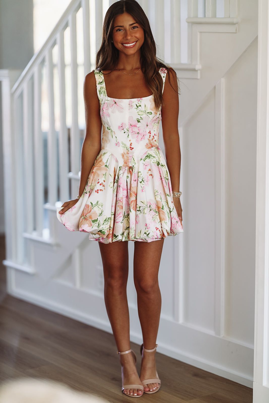 Cutest Date Mini Dress White Blush Small
