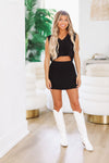 HAZEL & OLIVE Cutest in the Stands Crop Top and Skirt Set - Black