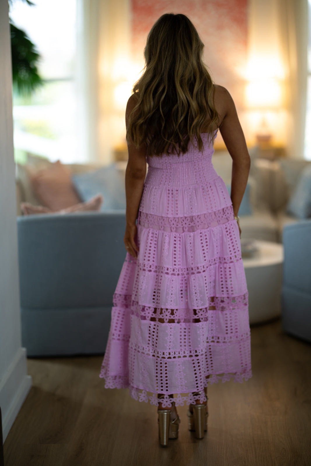 Early Evening Midi Dress - Lavender Pink, Large | Hazel and Olive