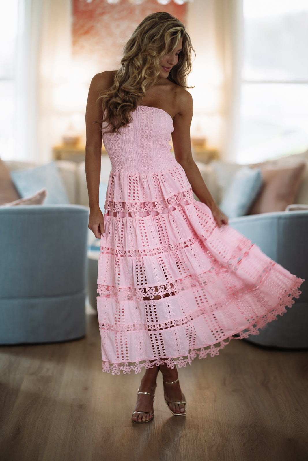 HAZEL & OLIVE D/2192/H Early Evening Midi Dress - Pink