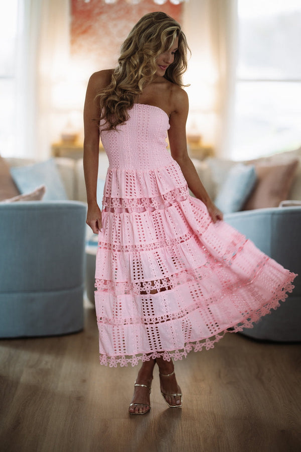 HAZEL & OLIVE D/2192/H Early Evening Midi Dress - Pink