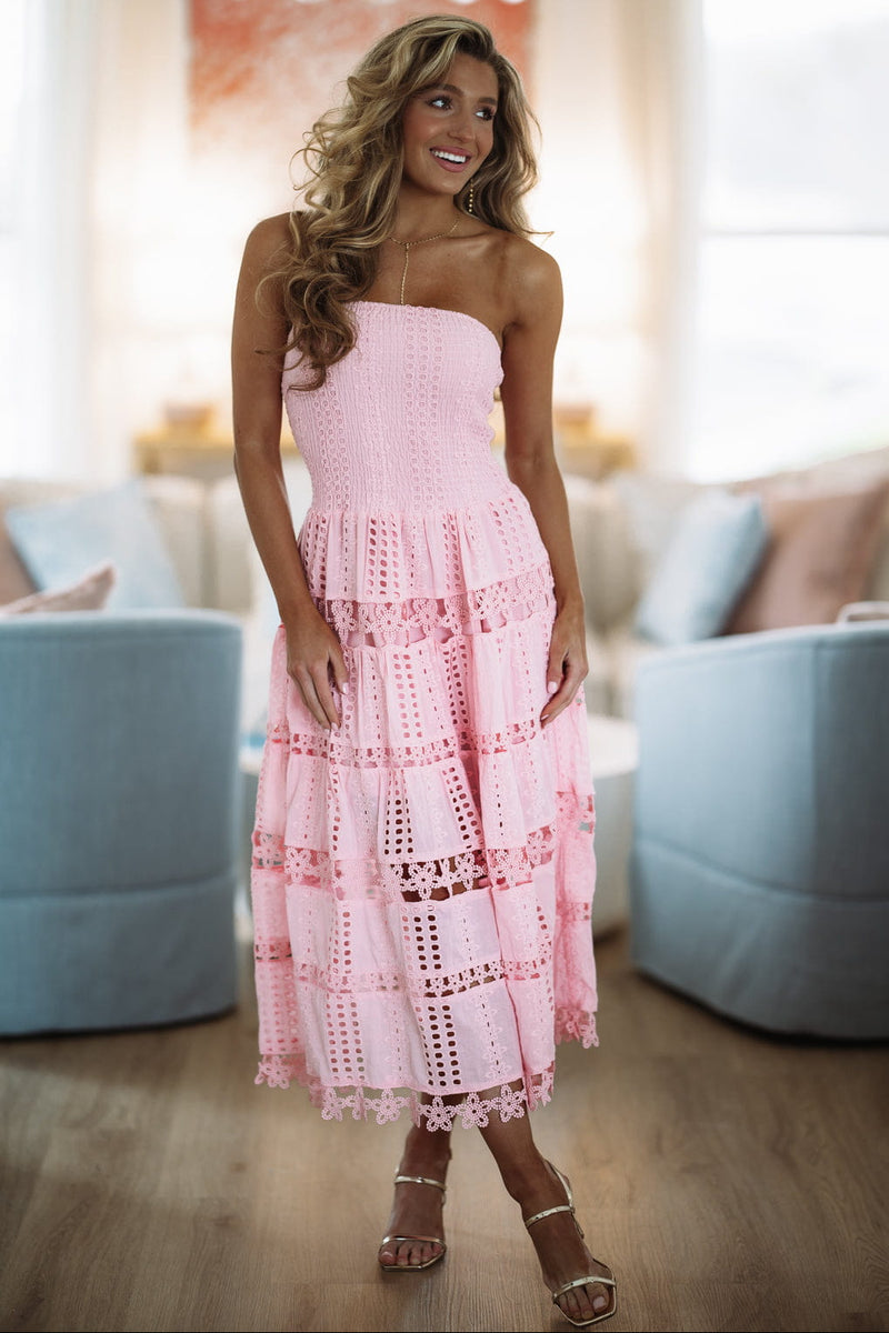 pink midi dress near me Women's Put Together Perfectly Blush Pink Belted Midi Dress | Size: L