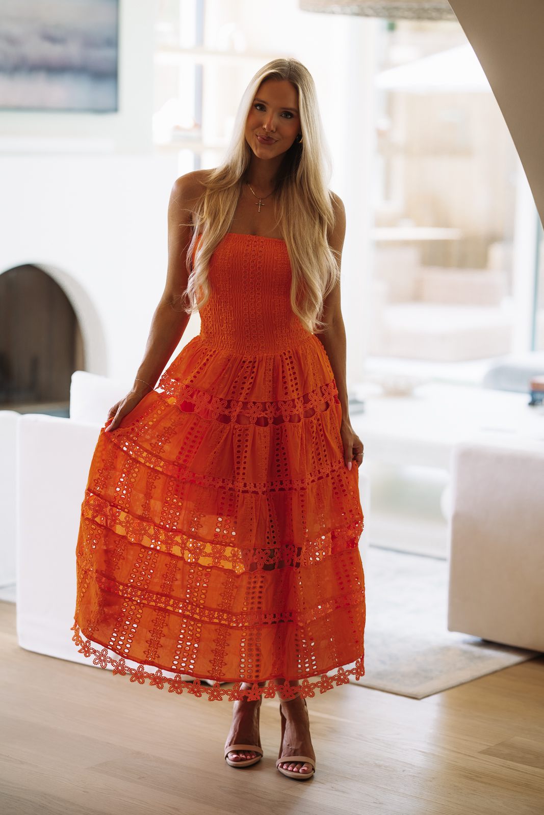HAZEL & OLIVE D/2192/H May I Have Your Attention Please Midi Dress - Orange