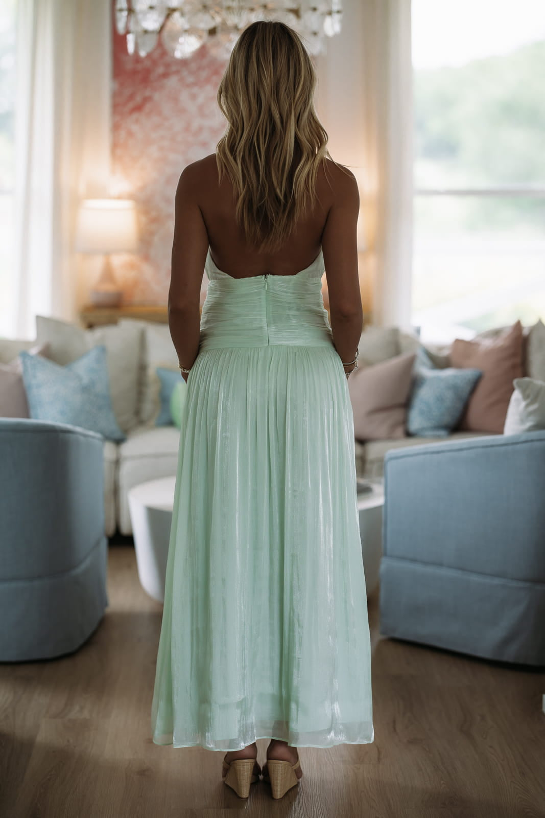 Hazel & Olive D9085 Refined Romance Maxi Dress - Light Sage Green