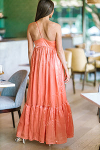 Dance Floor Bound Maxi Dress - Dark Peach-HAZEL & OLIVE-Small-