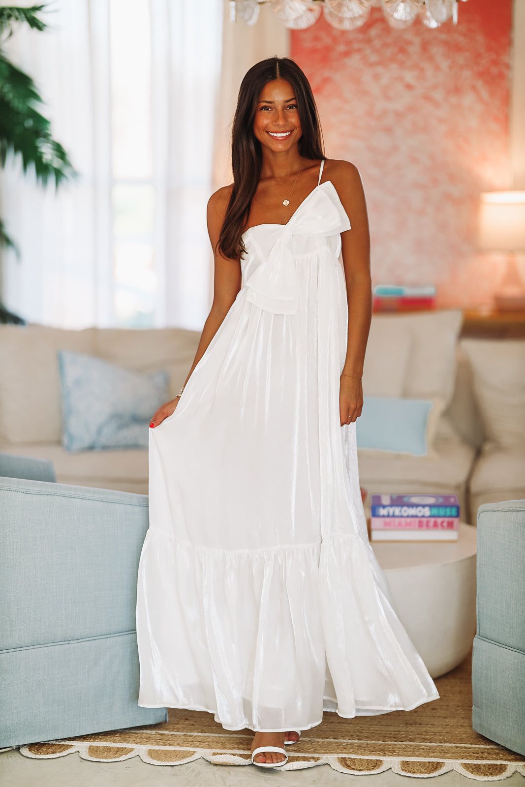 Dance Floor Bound Maxi Dress - White-HAZEL & OLIVE HD2231HO-Small-