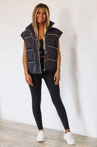 Dazzling Details Puffer Vest - Black-HAZEL & OLIVE-Small-