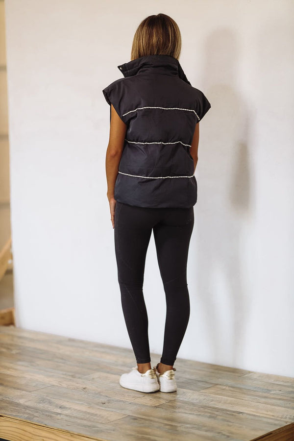 Dazzling Details Puffer Vest - Black-HAZEL & OLIVE-Small-