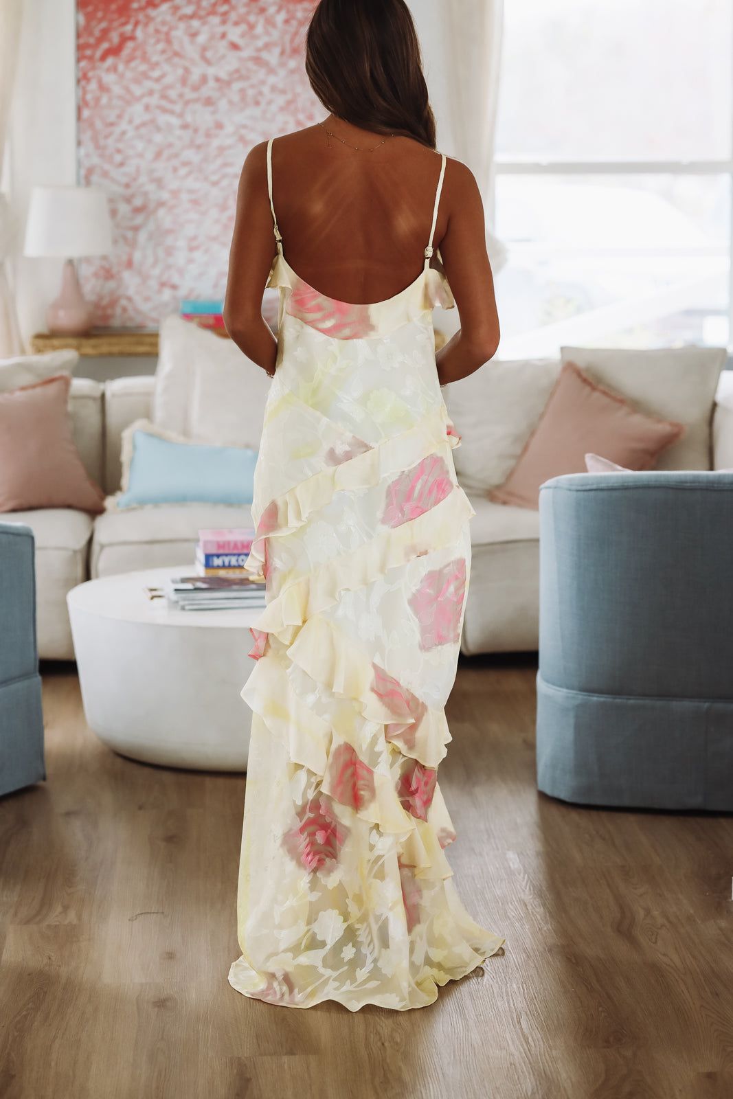 Delightful Floral Maxi Dress - Yellow-HAZEL & OLIVE-Small-