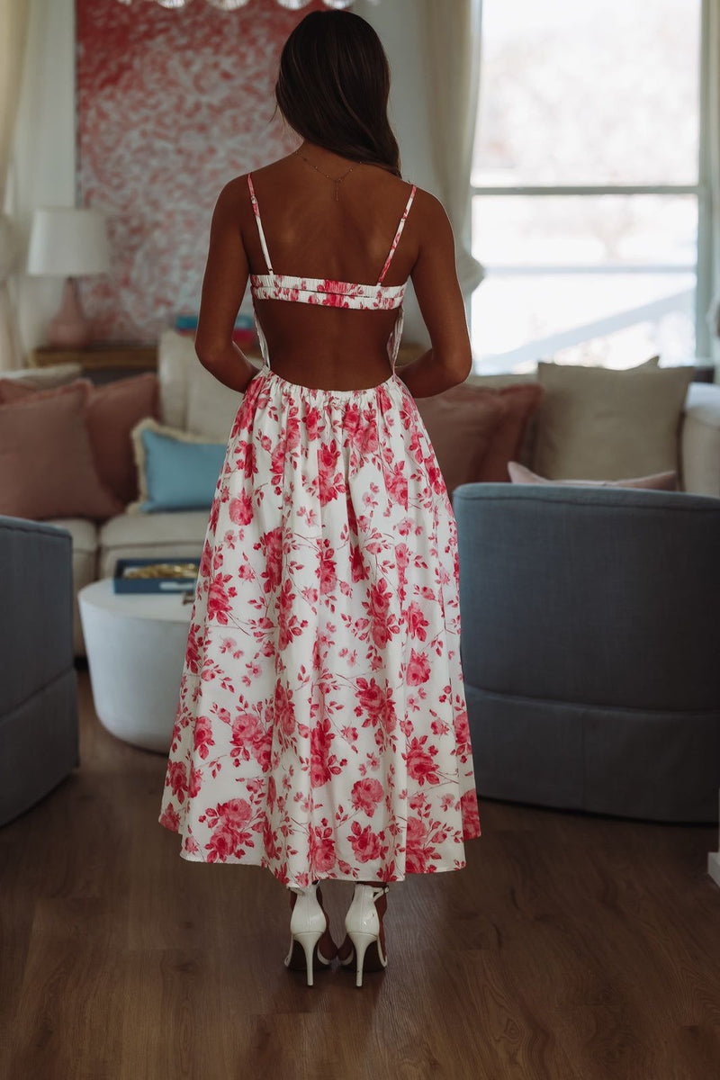Destene Floral Maxi Dress - Rose Pink and White