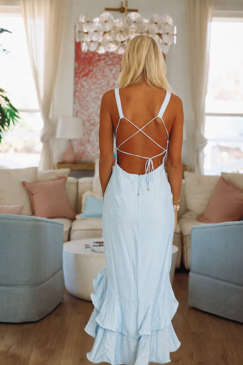 Dew Drops Maxi Dress - Blue-HAZEL & OLIVE KA0211J-XSmall-