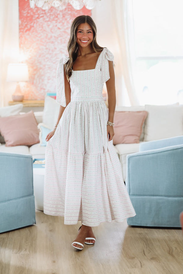 2 Cute 2 Handle Midi Skirt and Top Set - Green and White