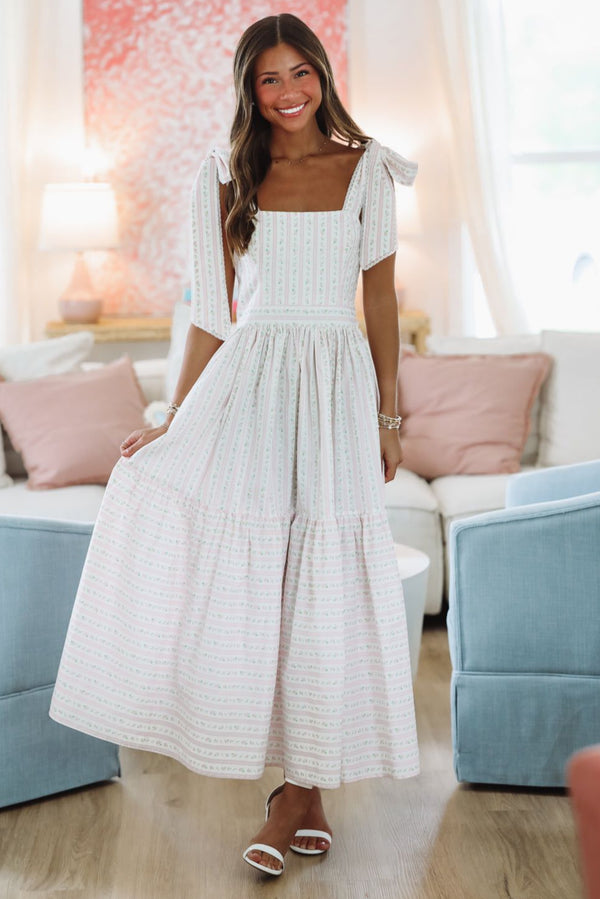 2 Cute 2 Handle Midi Skirt and Top Set - Green and White