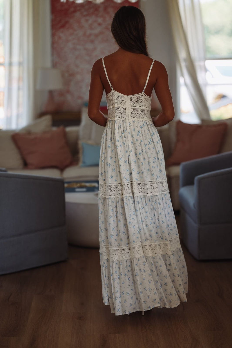 A Blue Moment Maxi Dress - White and Blue-HAZEL & OLIVE DM/D20845B-Small-