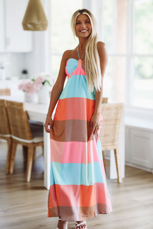 HAZEL & OLIVE Don't Be a Square Max Dress - Pink, Peach, Blue and Mint