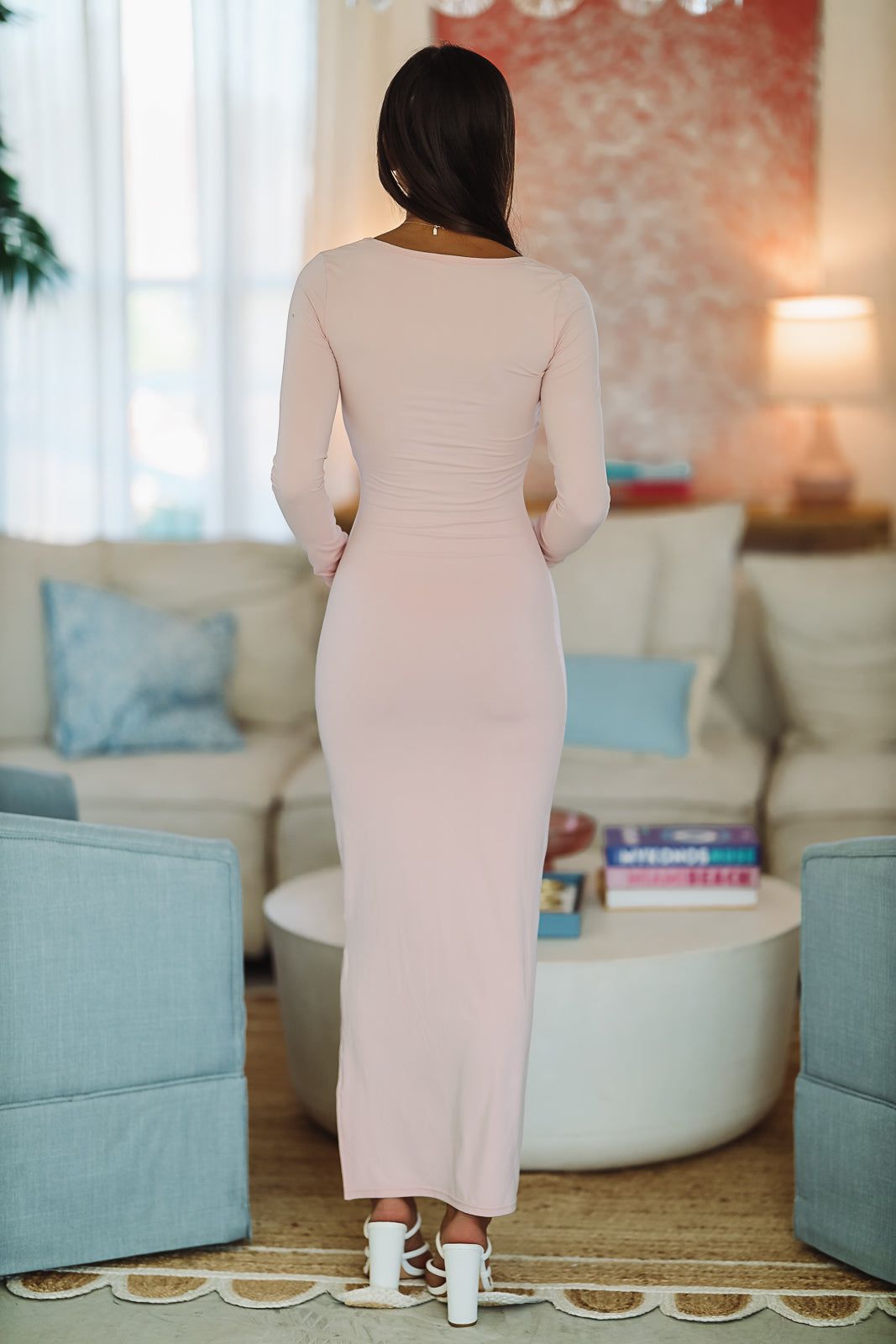 light pink bodycon maxi dress Pink Bodycon Maxi Dress
