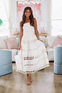 Early Evening Midi Dress - Cream-HAZEL & OLIVE D/10499/H-Small-