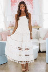 Early Evening Midi Dress - Cream-HAZEL & OLIVE D/10499/H-Small-