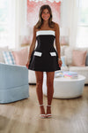 Black Tie Optional Mini Dress - Black and White-Hazel & Olive ED1665-Small-