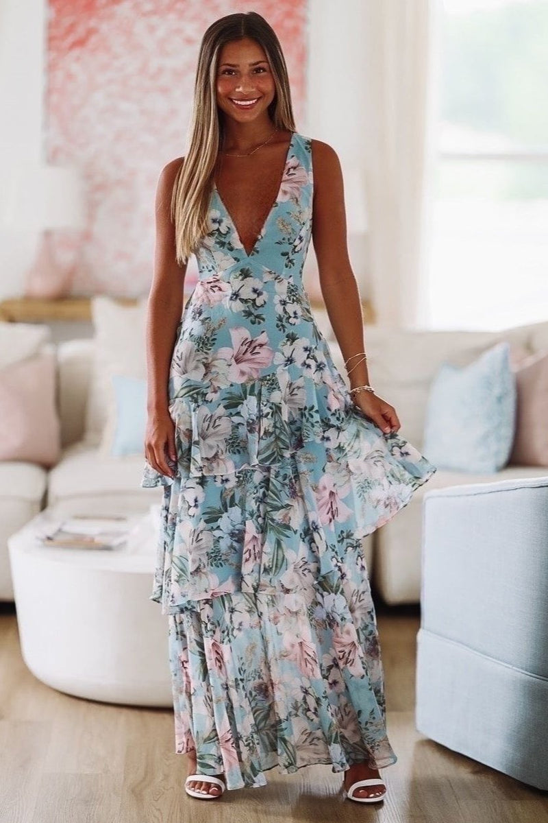 chinese dress ladies Millà Women's Strapless Maxi Dress With-Flowered Patte - Purple main image 0