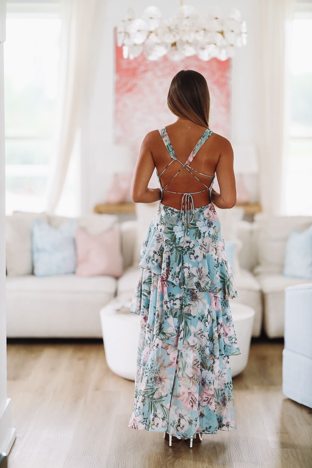 Elena's Love Maxi Dress - Blue and Pink