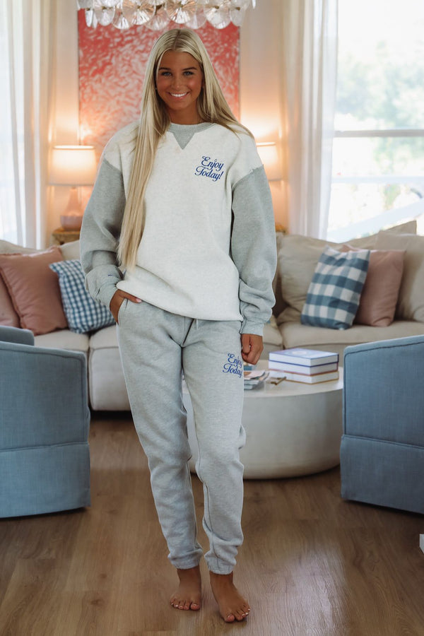 Enjoy Today Crewneck By Mayfair Group - Heather Grey-HAZEL & OLIVE-XS-