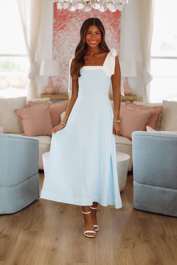 Evening Mantra Midi Dress - Blue-HAZEL & OLIVE-Small-