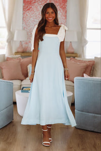 Evening Mantra Midi Dress - Blue-HAZEL & OLIVE-Small-