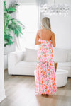 HAZEL & OLIVE Exceptional Sighting Maxi Gown Dress - Pink, Orange and White
