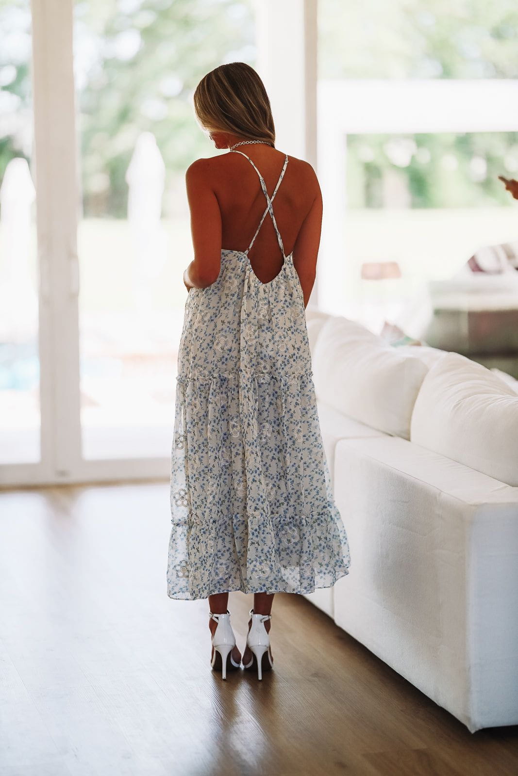 Fairy Godmother Maxi Dress - Cream and Blue - Small Fairy Godmother Maxi Dress - Cream and Blue - Small
